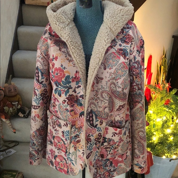 lovestitch Jackets & Blazers - Lovestitch Floral Teddy Jacket with Hood